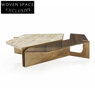 Modern Luxury Marble Coffee Table with Unique Stainless Steel Base