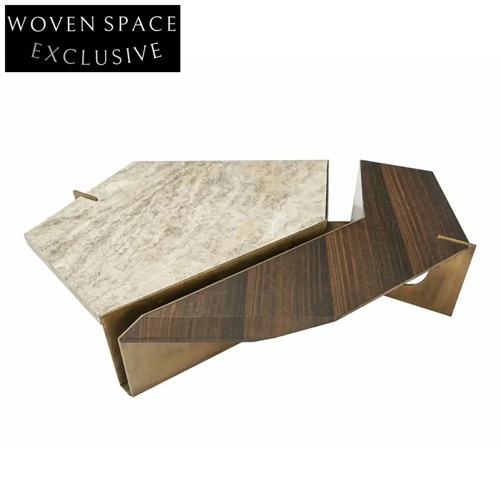 Modern Luxury Marble Coffee Table with Unique Stainless Steel Base