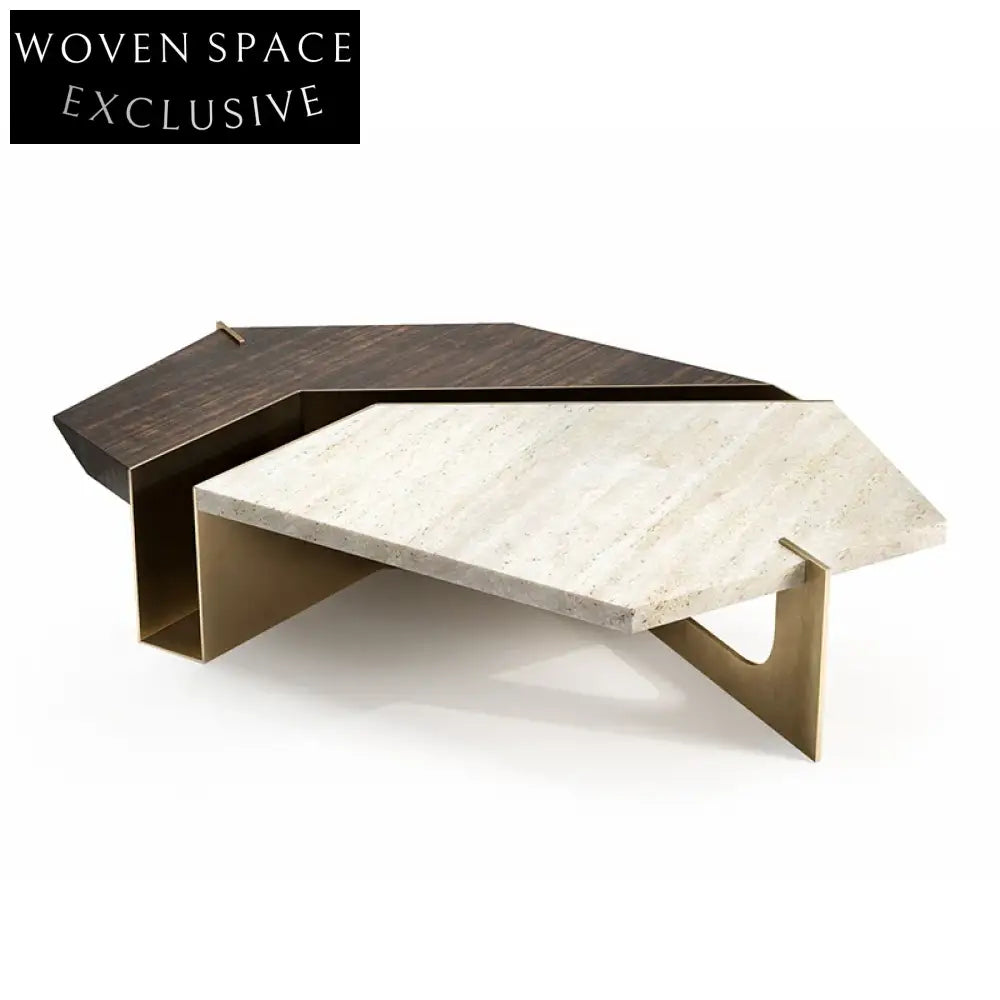 Modern Luxury Marble Coffee Table with Unique Stainless Steel Base