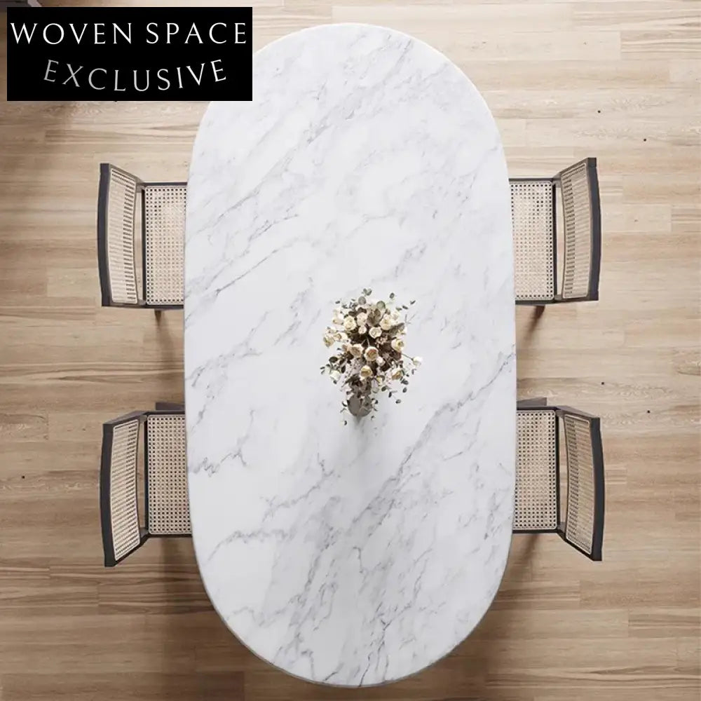 Modern Luxury Marble Dining Table, 6 Seater, Steel Frame, Elegant Kitchen Furniture