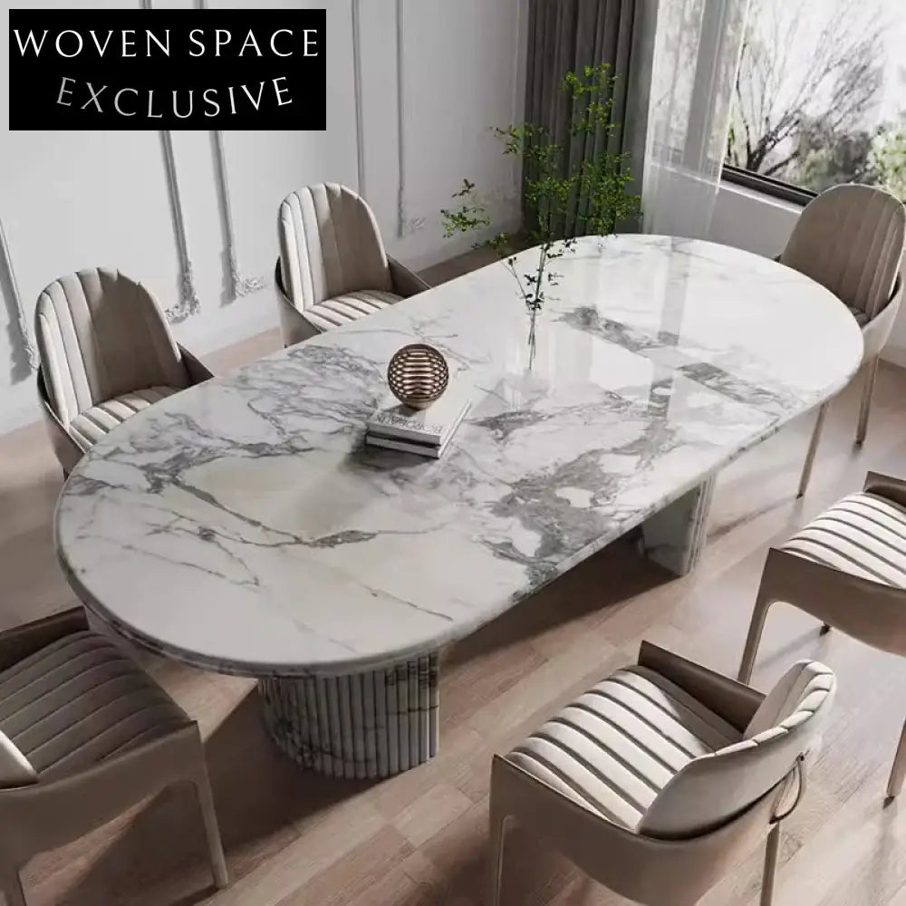 Modern Luxury Marble Dining Table, 6 Seater, Steel Frame, Elegant Kitchen Furniture