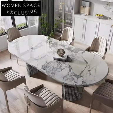 Modern Luxury Marble Dining Table, 6 Seater, Steel Frame, Elegant Kitchen Furniture