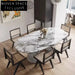 Modern Luxury Marble Dining Table, 6 Seater, Steel Frame, Elegant Kitchen Furniture