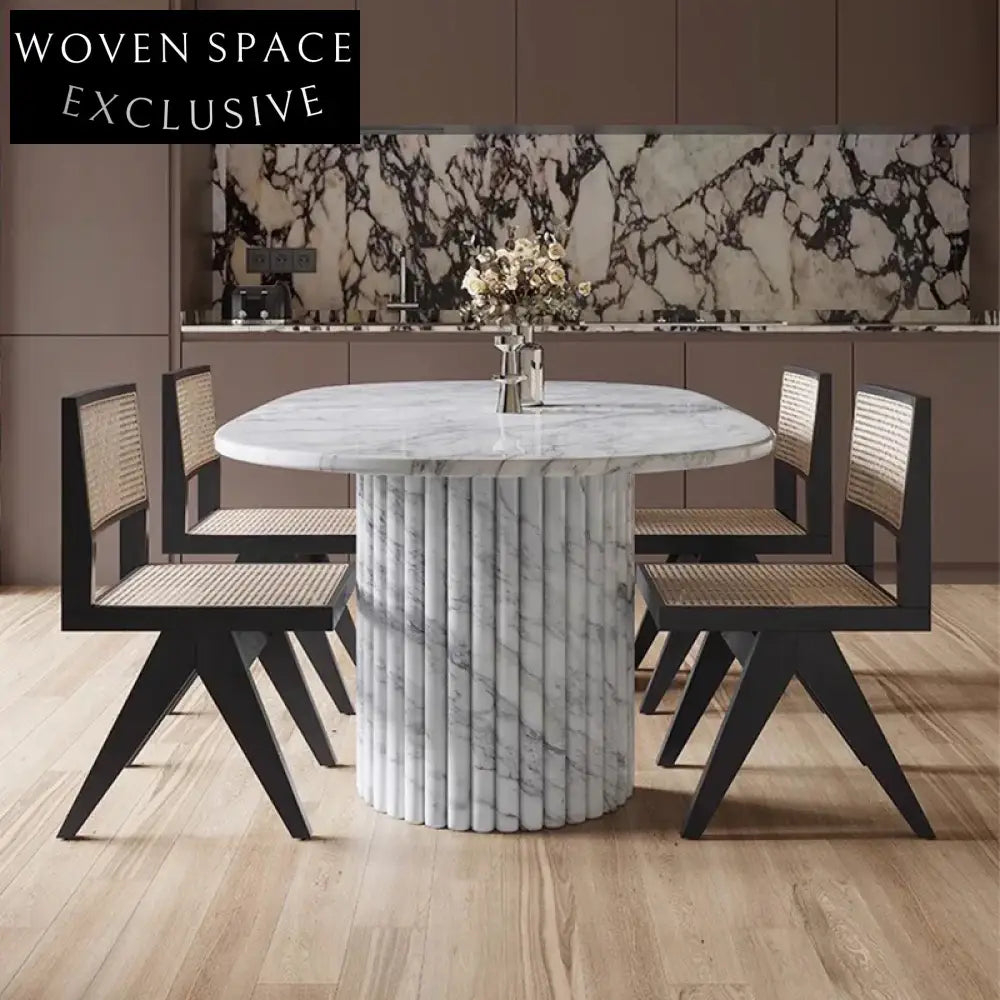 Modern Luxury Marble Dining Table, 6 Seater, Steel Frame, Elegant Kitchen Furniture