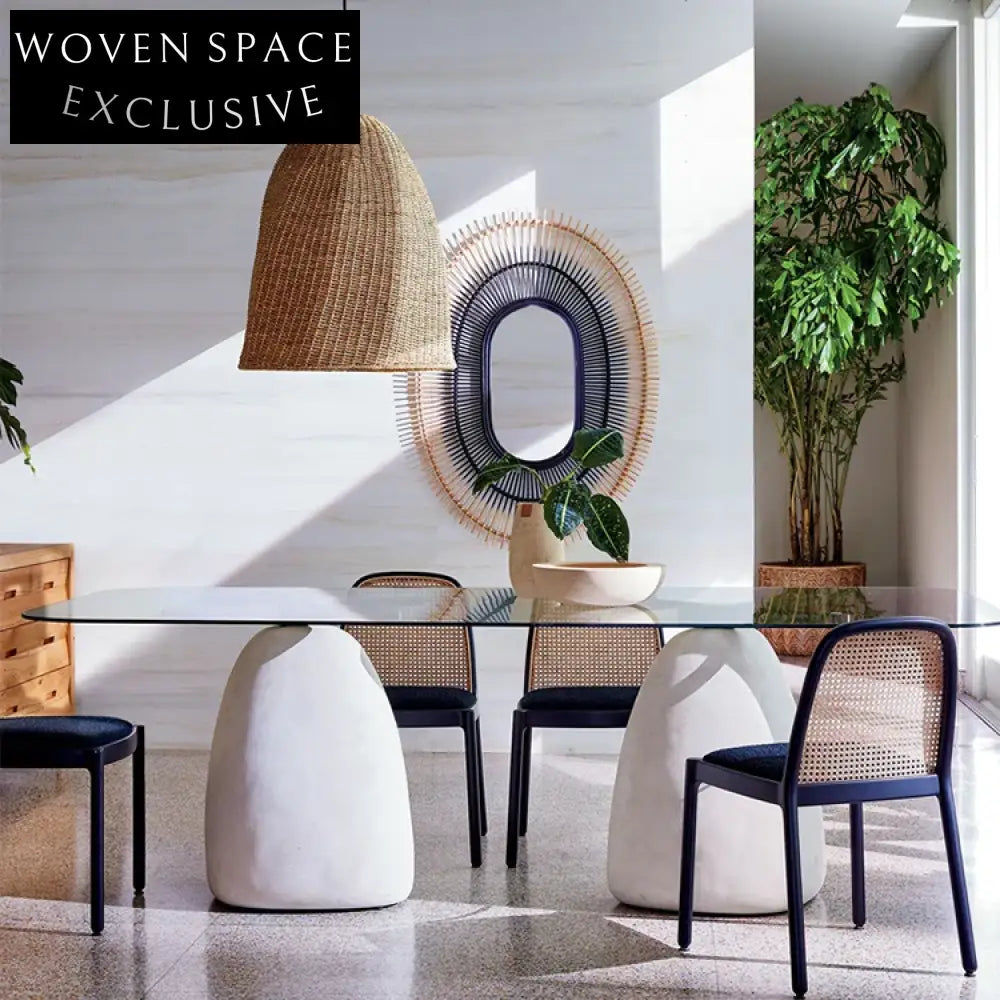 Modern Luxury Marble Glass 8-Seater Dining Table Restaurant Furniture Set