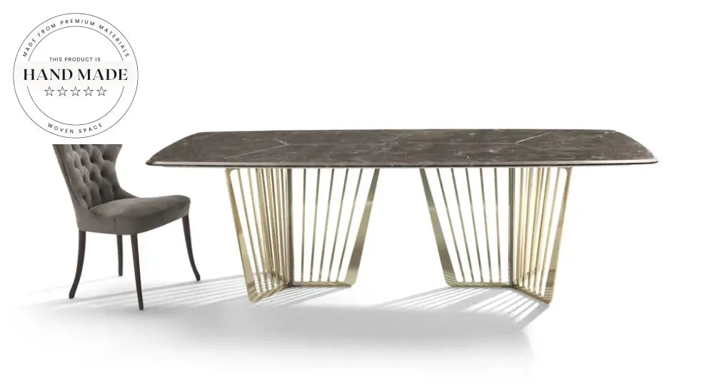 Modern Luxury Marble Top Rectangle Stainless Steel Dining Table