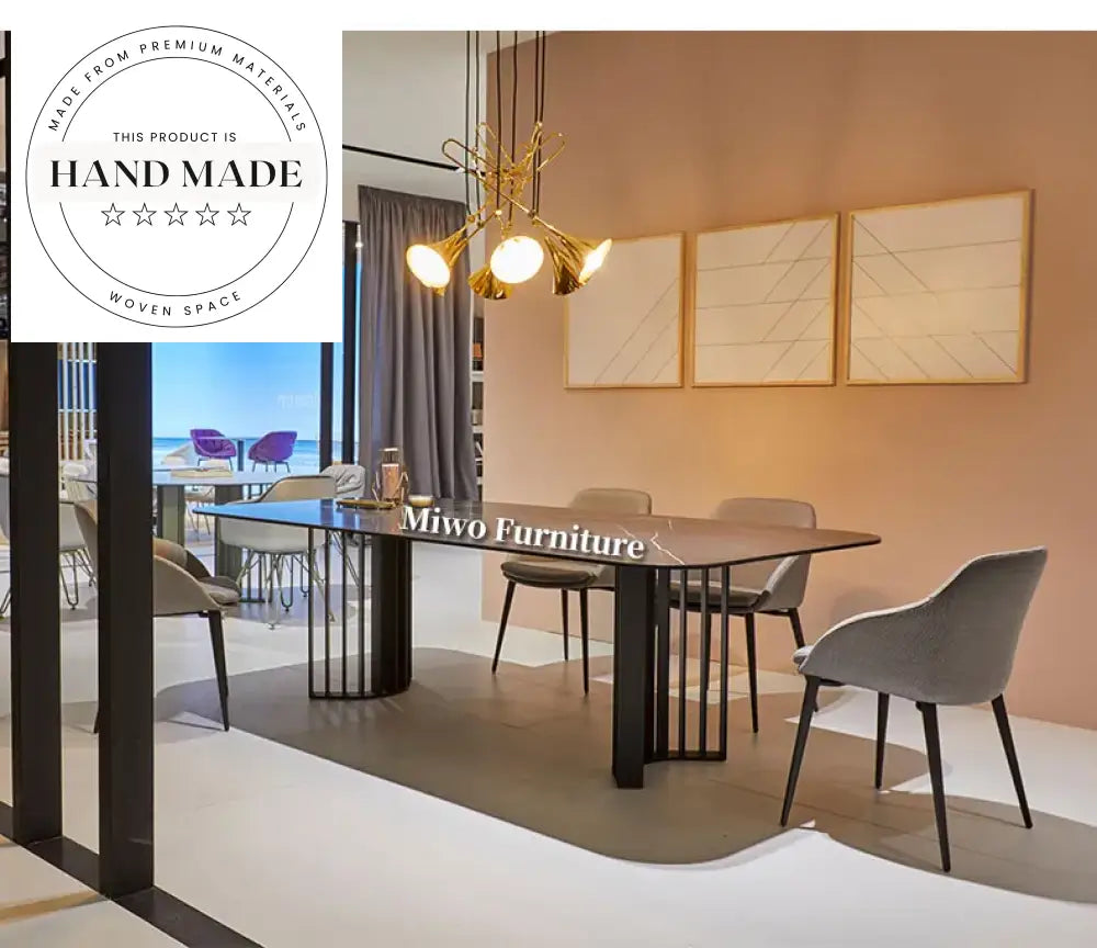 Modern Luxury Marble Top Rectangle Stainless Steel Dining Table