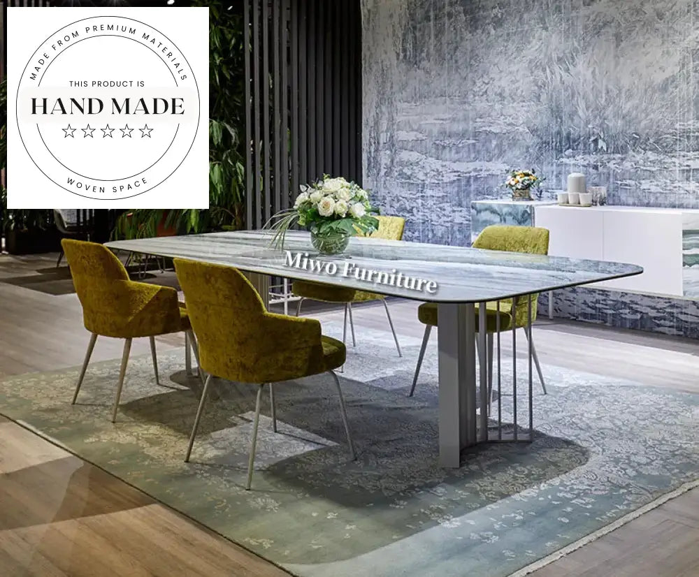 Modern Luxury Marble Top Rectangle Stainless Steel Dining Table