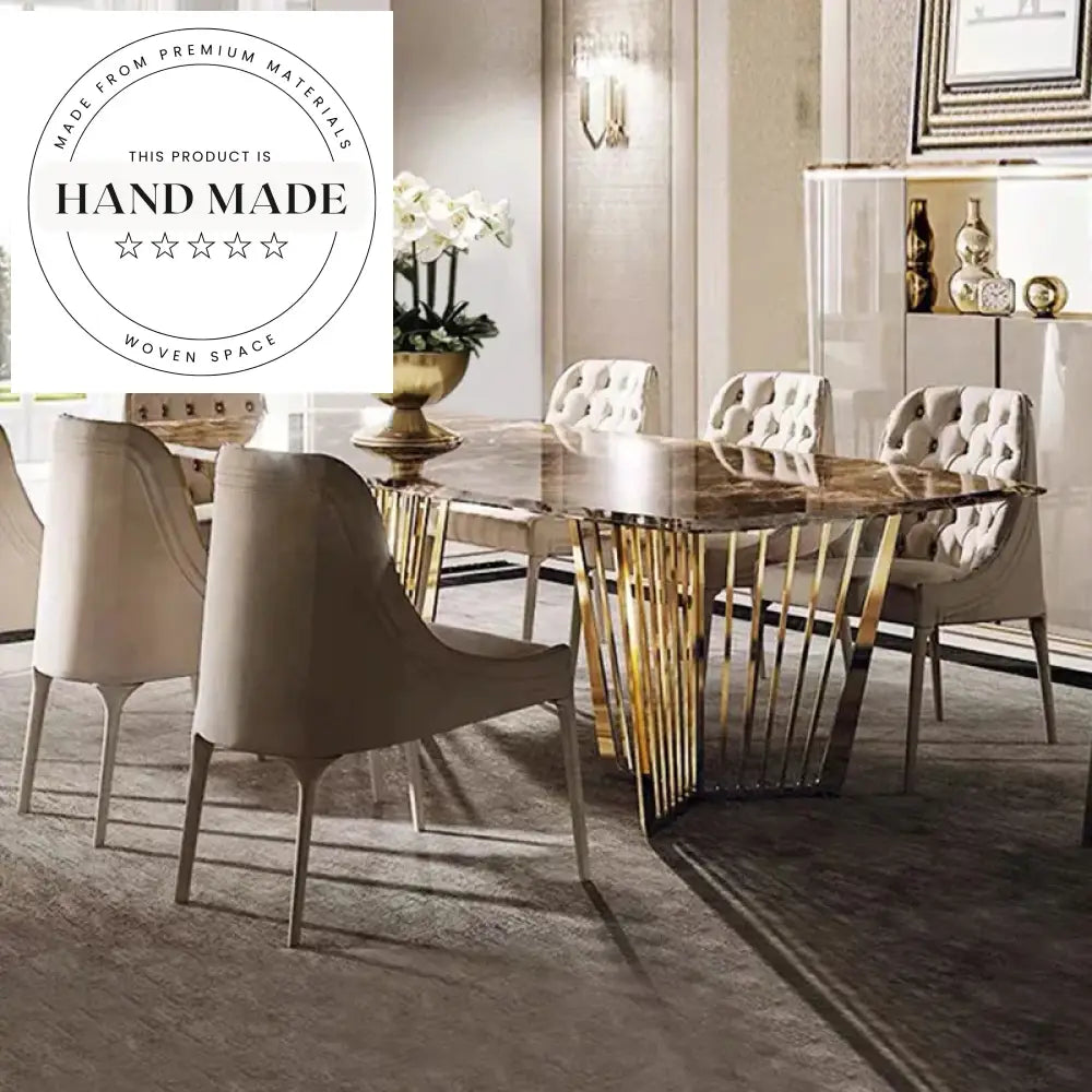 Modern Luxury Marble Top Rectangle Stainless Steel Dining Table