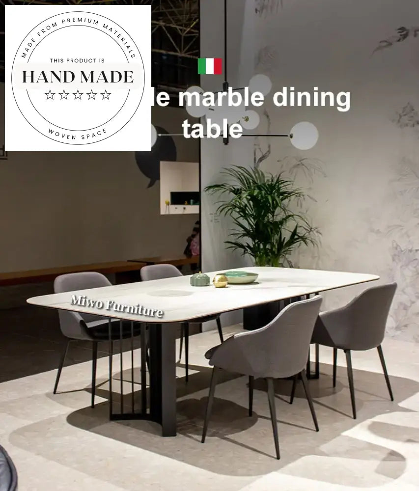 Modern Luxury Marble Top Rectangle Stainless Steel Dining Table