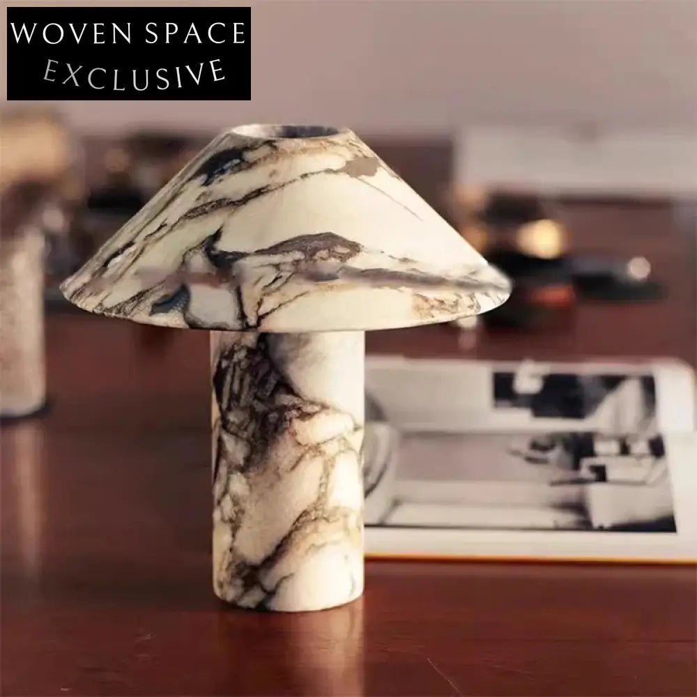 Modern Luxury Mushroom Natural Marble LED Bedside Table Lamp for Home