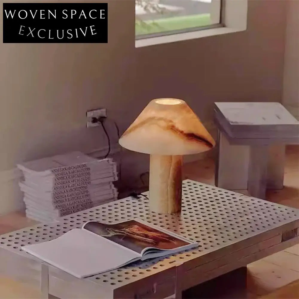 Modern Luxury Mushroom Natural Marble LED Bedside Table Lamp for Home