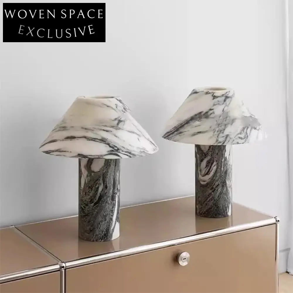 Modern Luxury Mushroom Natural Marble LED Bedside Table Lamp for Home