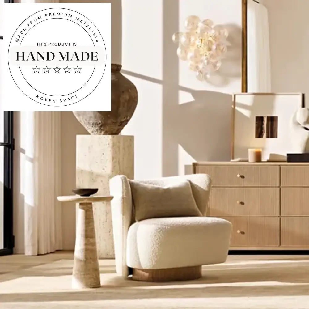 Modern Luxury Natural Travertine Marble Stone Round Sofa Side Table