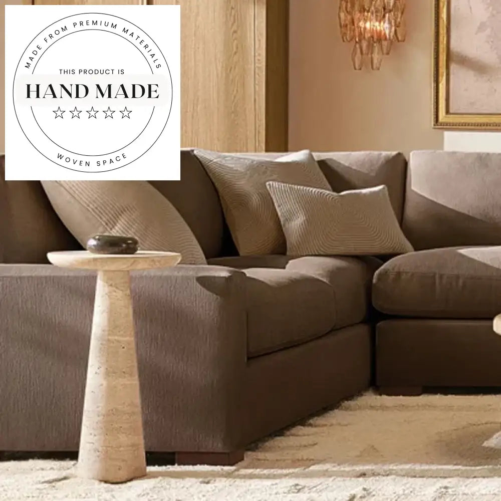 Modern Luxury Natural Travertine Marble Stone Round Sofa Side Table