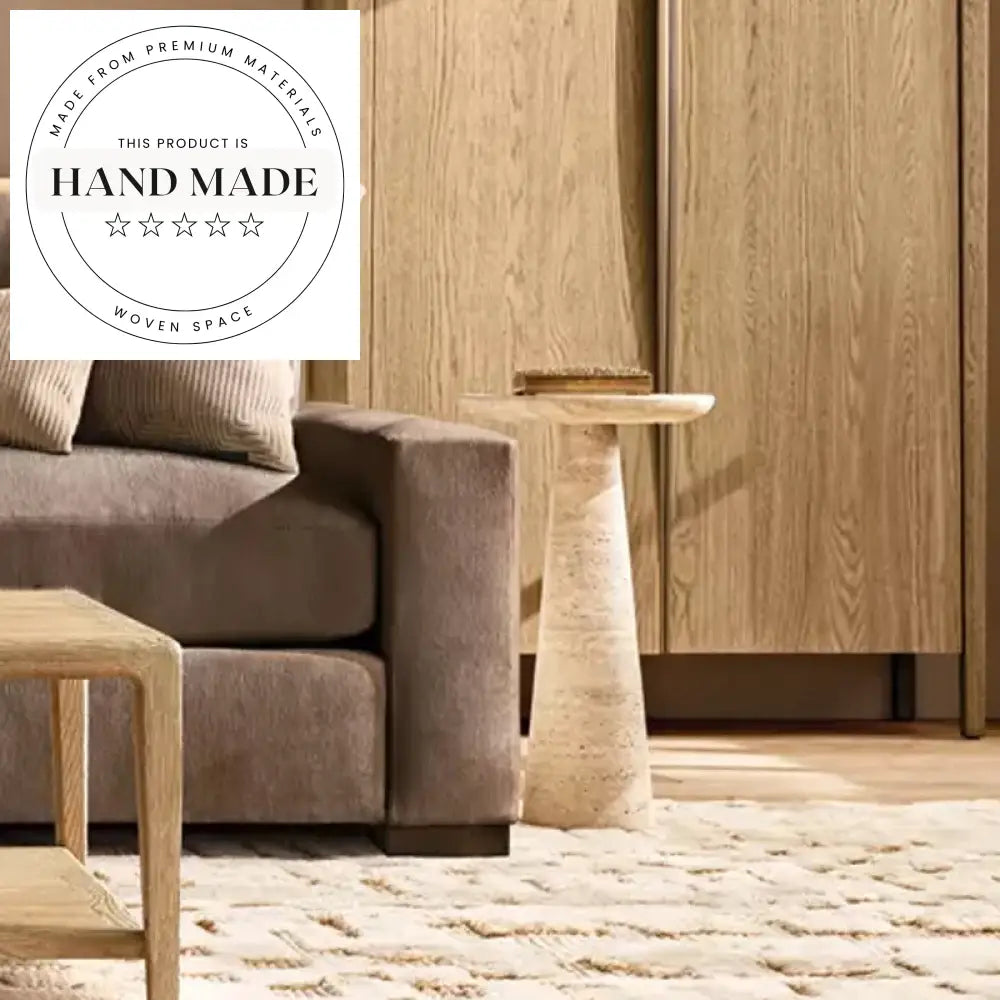 Modern Luxury Natural Travertine Marble Stone Round Sofa Side Table