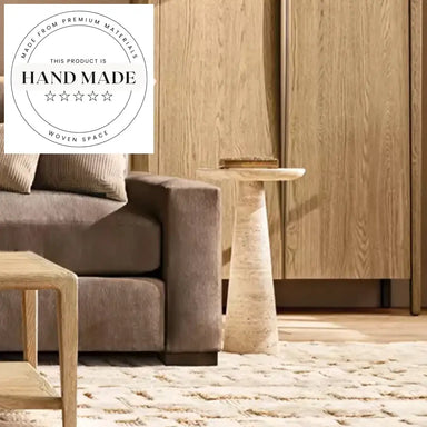 Modern Luxury Natural Travertine Marble Stone Round Sofa Side Table