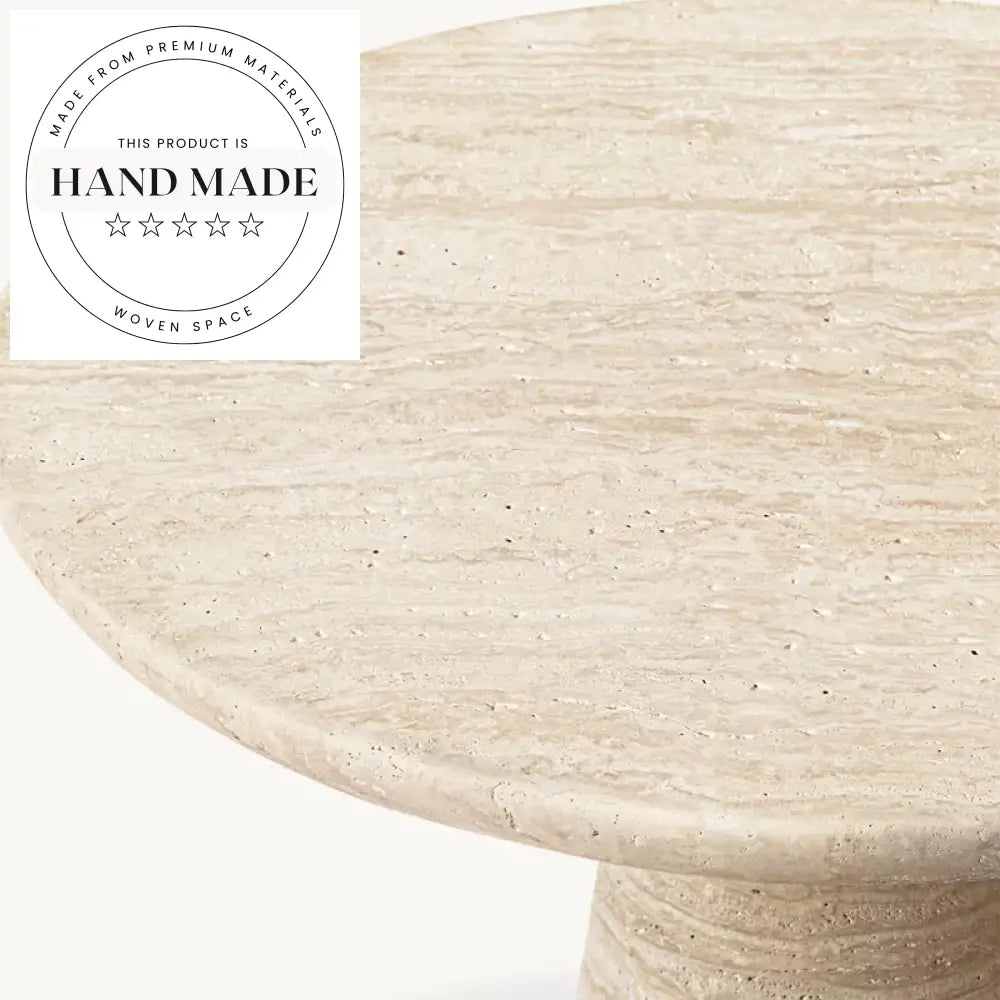 Modern Luxury Natural Travertine Marble Stone Round Sofa Side Table