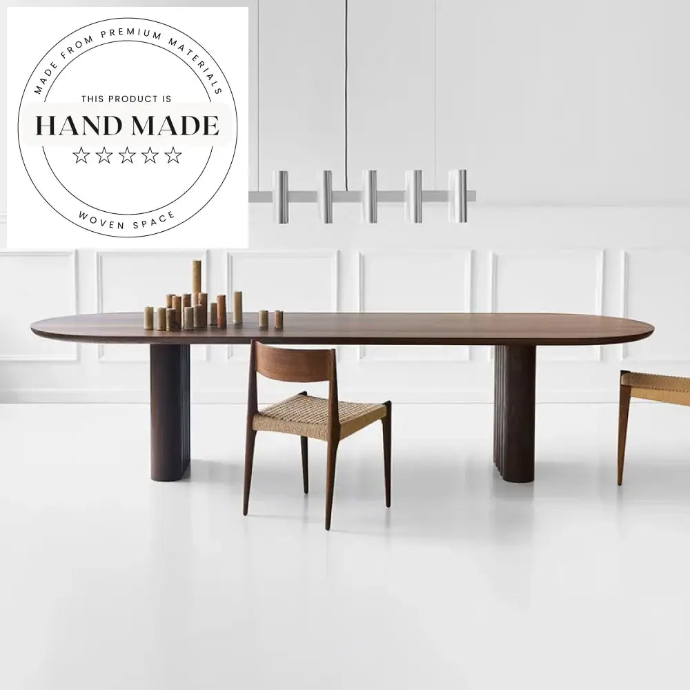 Modern Luxury Nordic Walnut Rectangle Wooden Designer Dining Table