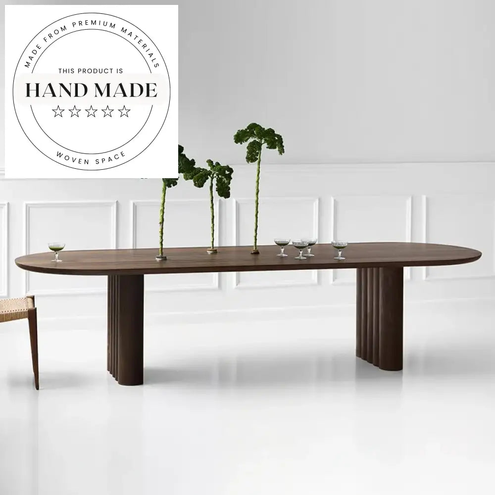 Modern Luxury Nordic Walnut Rectangle Wooden Designer Dining Table