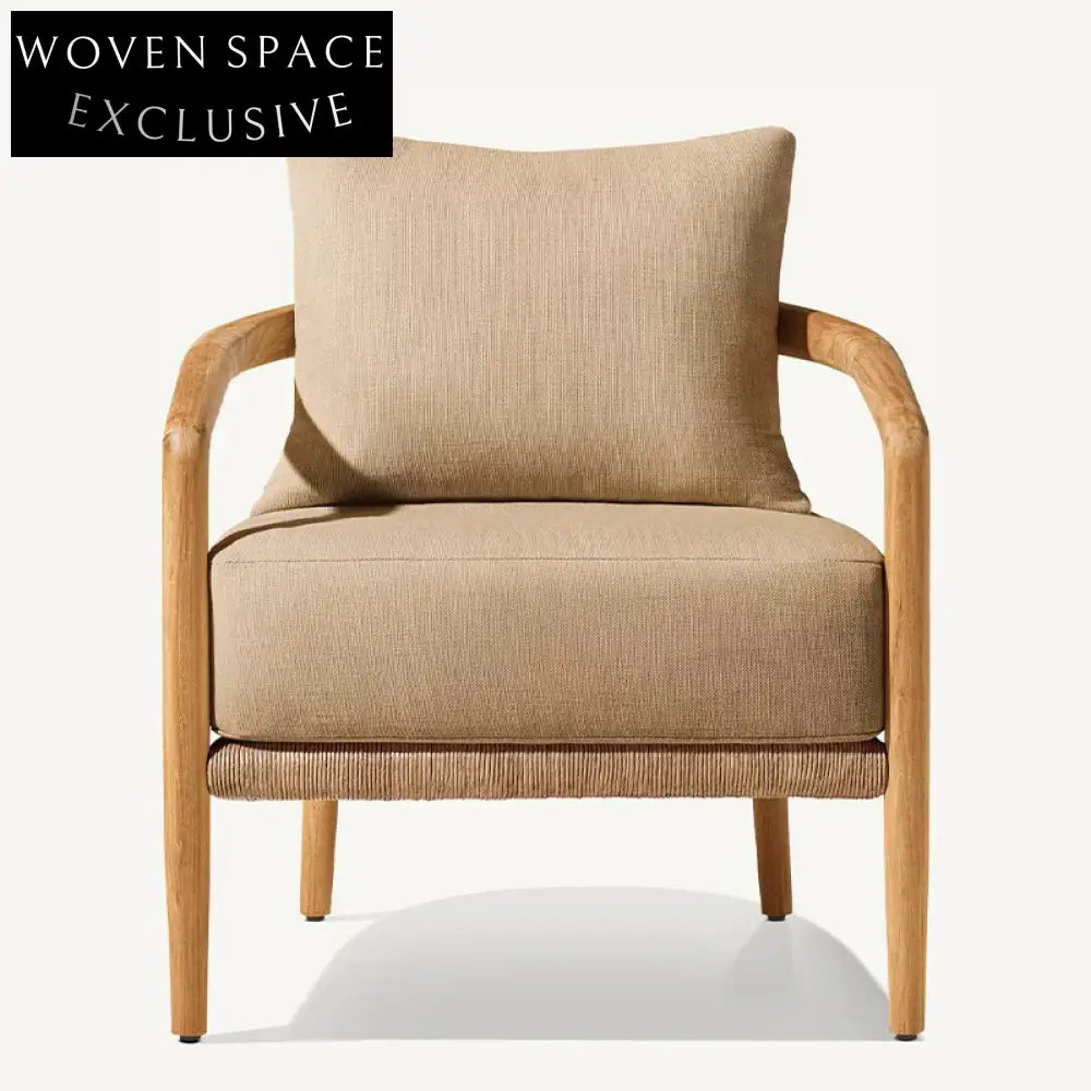 Modern Luxury Outdoor Teak Wood High Back Sectional Patio Sofa Chair