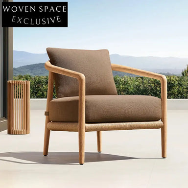 Modern Luxury Outdoor Teak Wood High Back Sectional Patio Sofa Chair