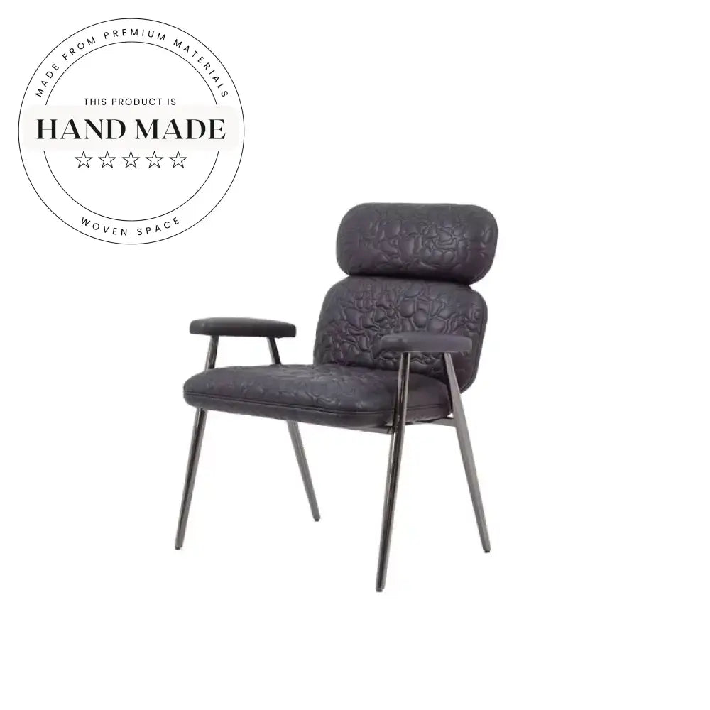 Modern Luxury Pebble Leather Armchair Padded Seat Dining Chair