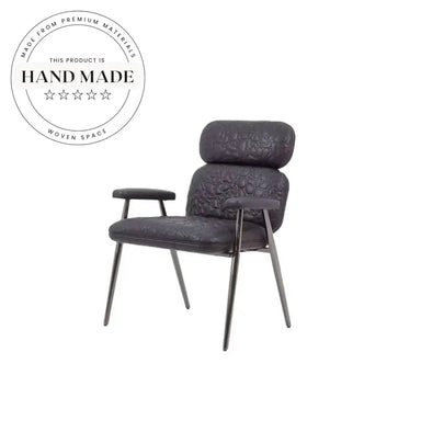 Modern Luxury Pebble Leather Armchair Padded Seat Dining Chair