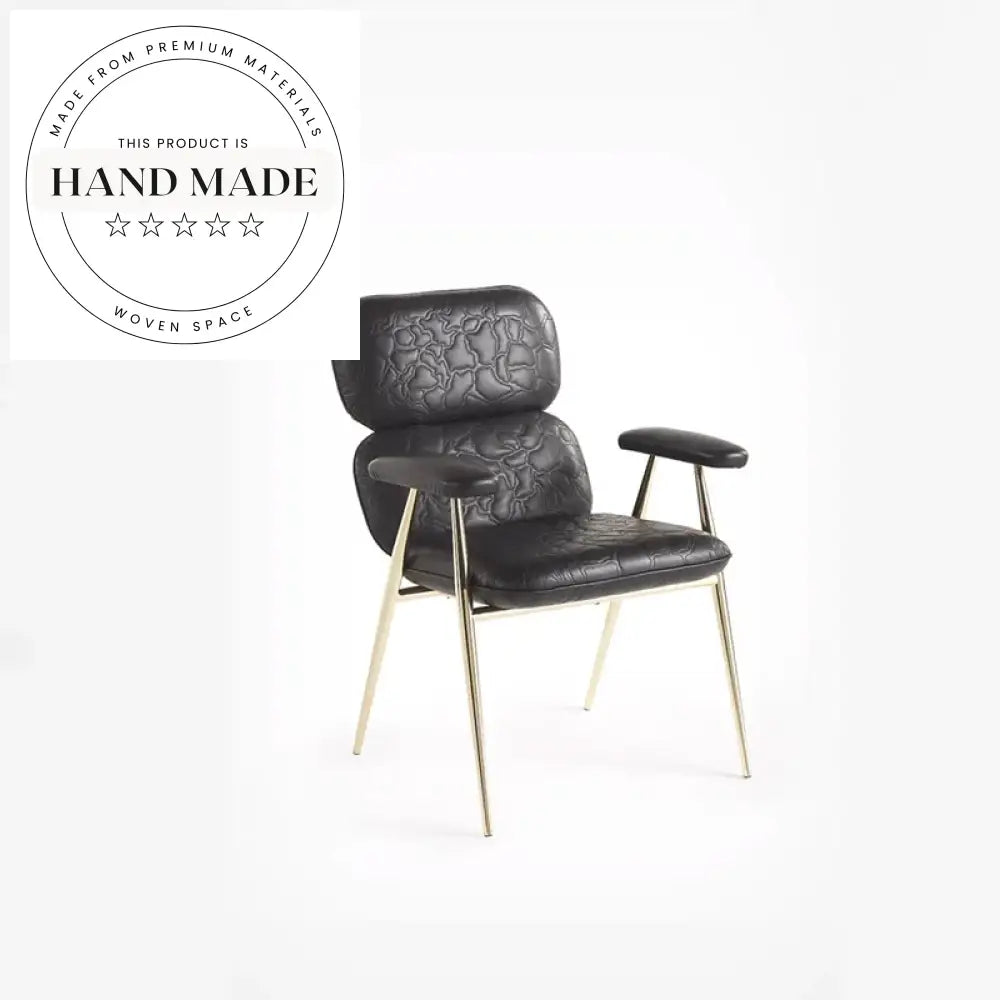 Modern Luxury Pebble Leather Armchair Padded Seat Dining Chair