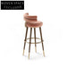 Modern Luxury Pink Velvet Curved Back Bar Stool for Home Restaurant Hotel