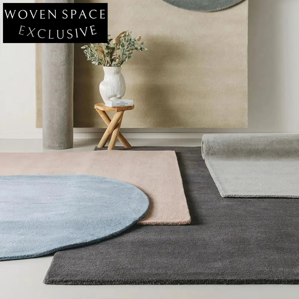 Modern Luxury Polyester Rug for Living Room Bedroom – Custom Handmade Solid Color