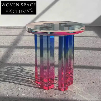 Modern Luxury Rainbow Acrylic Transparent Round Side Table for Home Decor