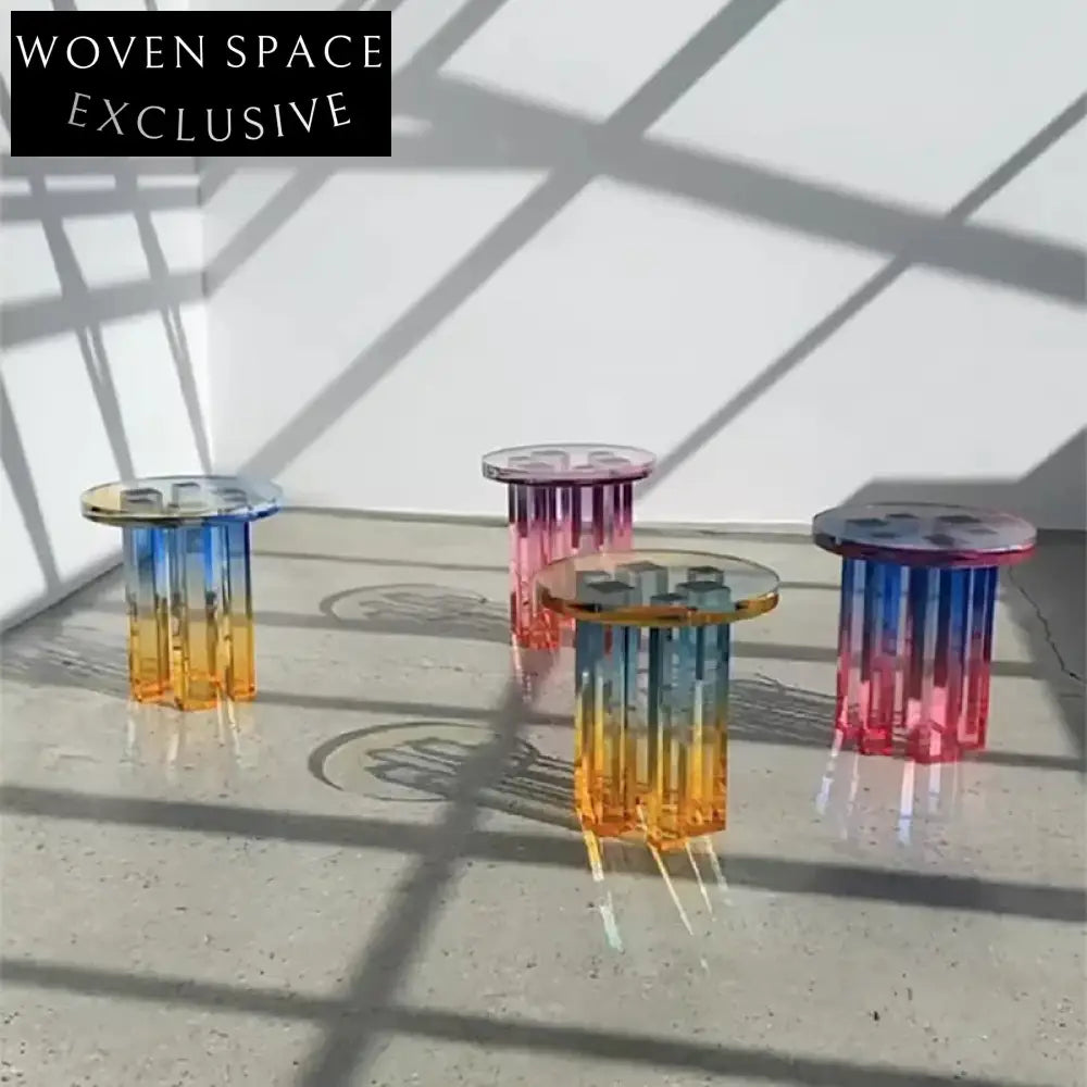 Modern Luxury Rainbow Acrylic Transparent Round Side Table for Home Decor