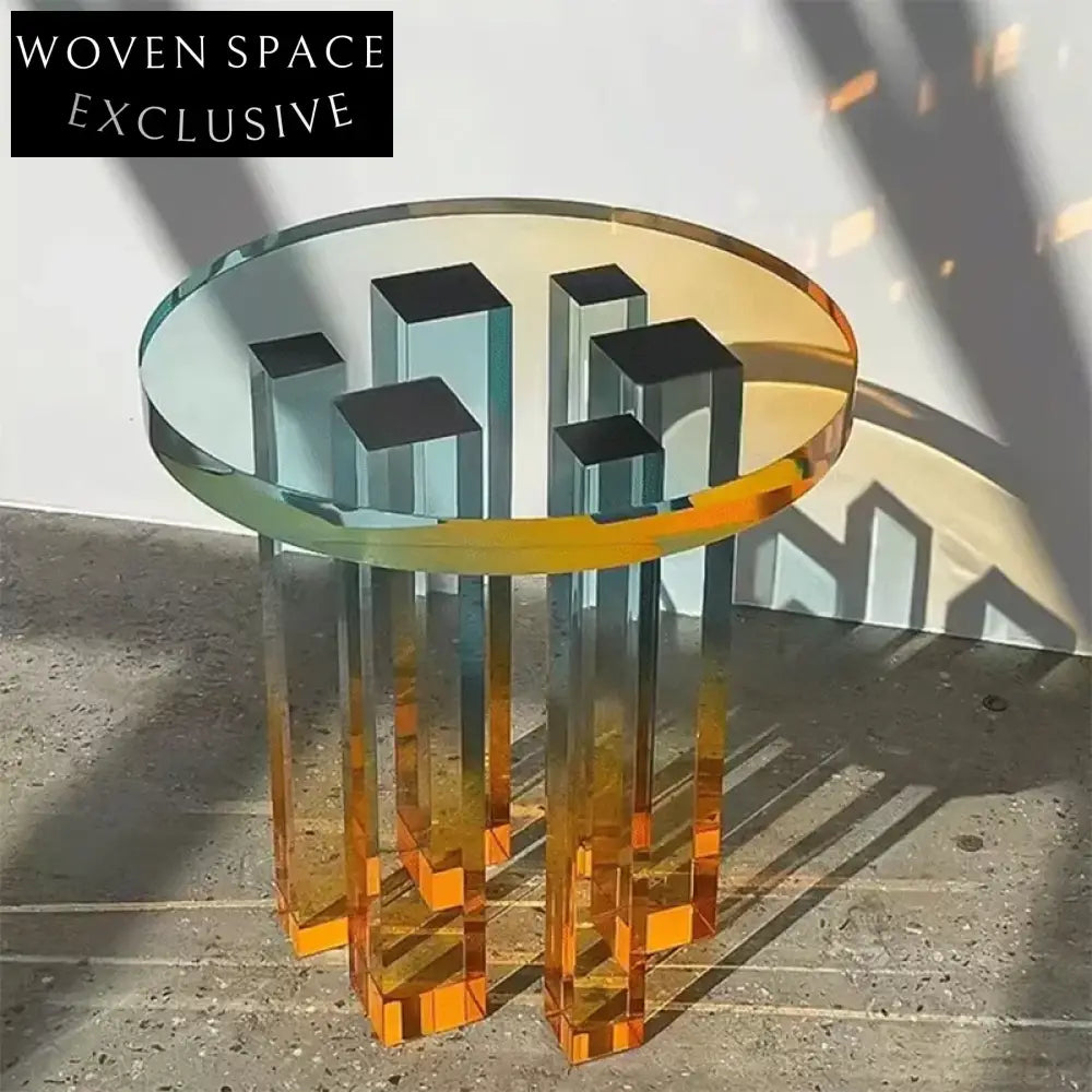 Modern Luxury Rainbow Acrylic Transparent Round Side Table for Home Decor
