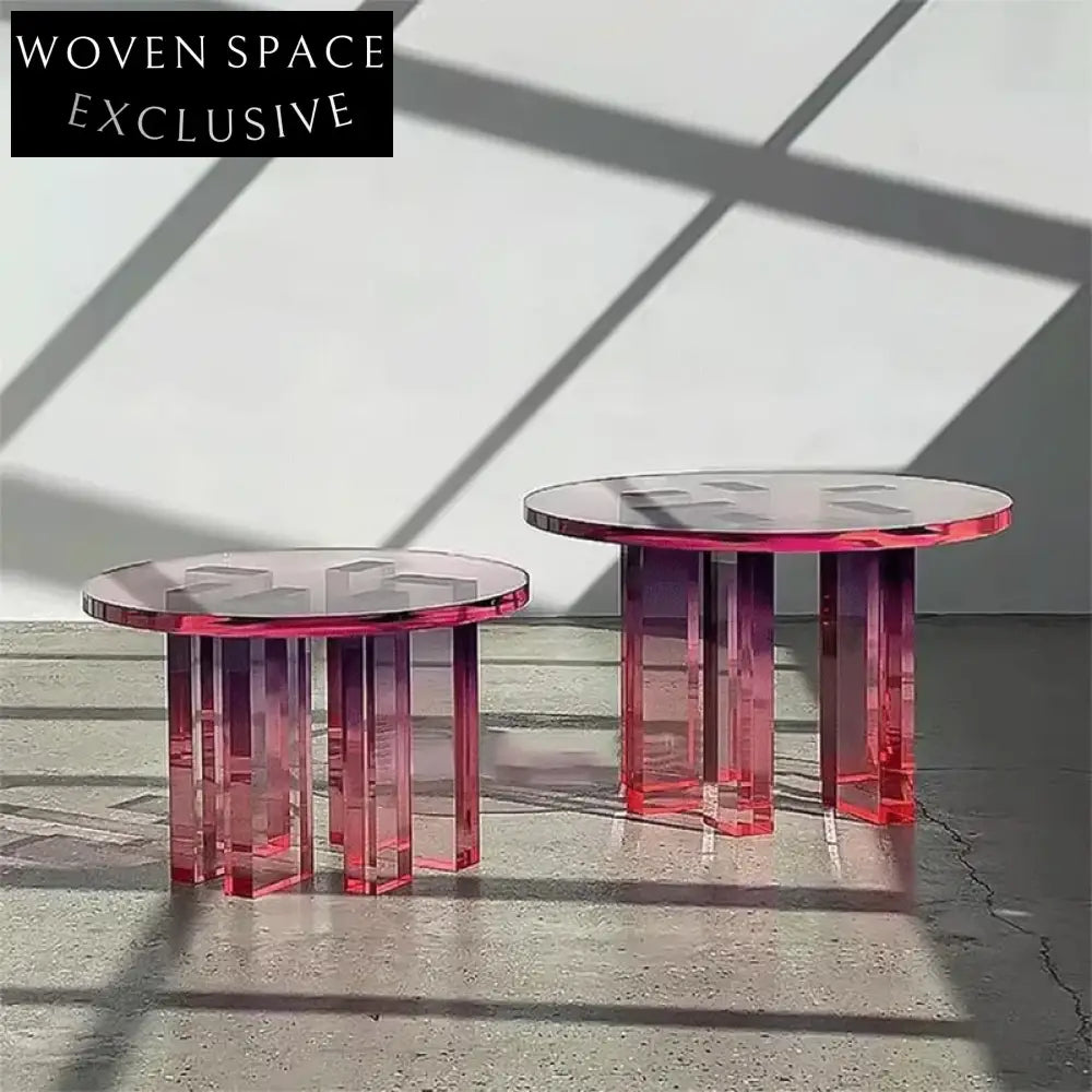 Modern Luxury Rainbow Acrylic Transparent Round Side Table for Home Decor