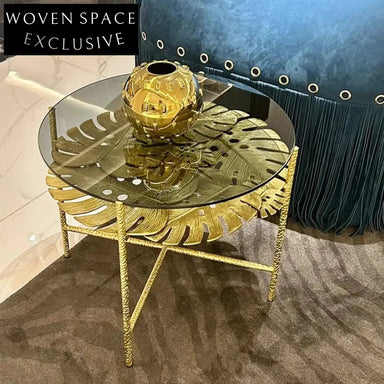 Modern Luxury Roberto Gold Brass Frame Glass Round Living Room Coffee Table