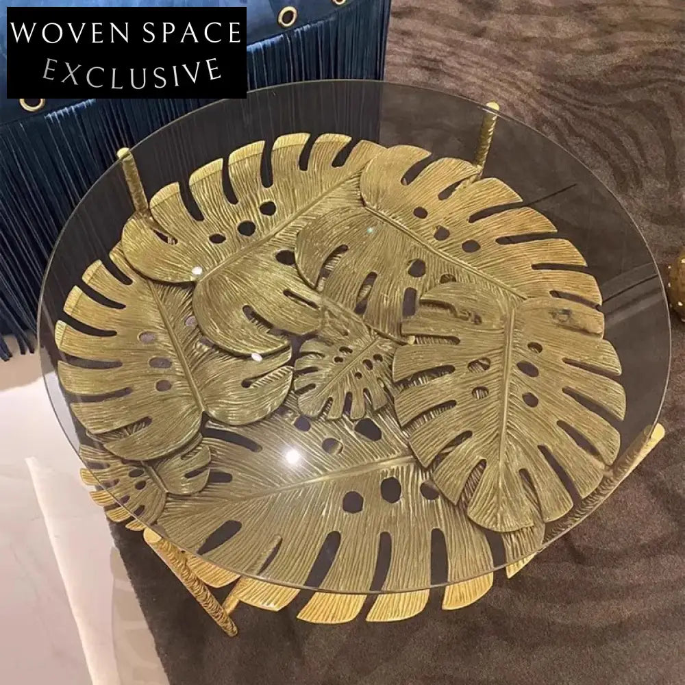 Modern Luxury Roberto Gold Brass Frame Glass Round Living Room Coffee Table