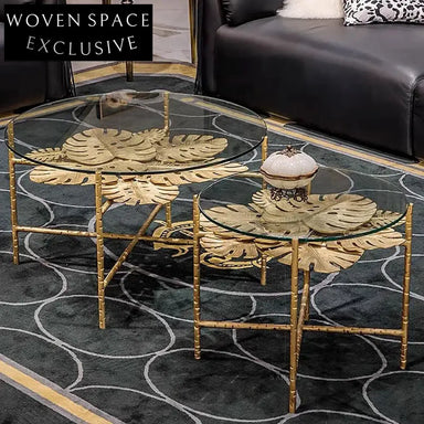 Modern Luxury Roberto Gold Brass Frame Glass Round Living Room Coffee Table