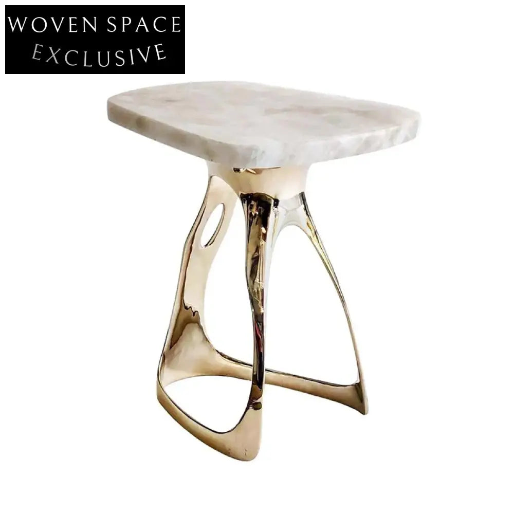 Modern Luxury Round Marble Top Gold Metal Base Living Room Coffee Table