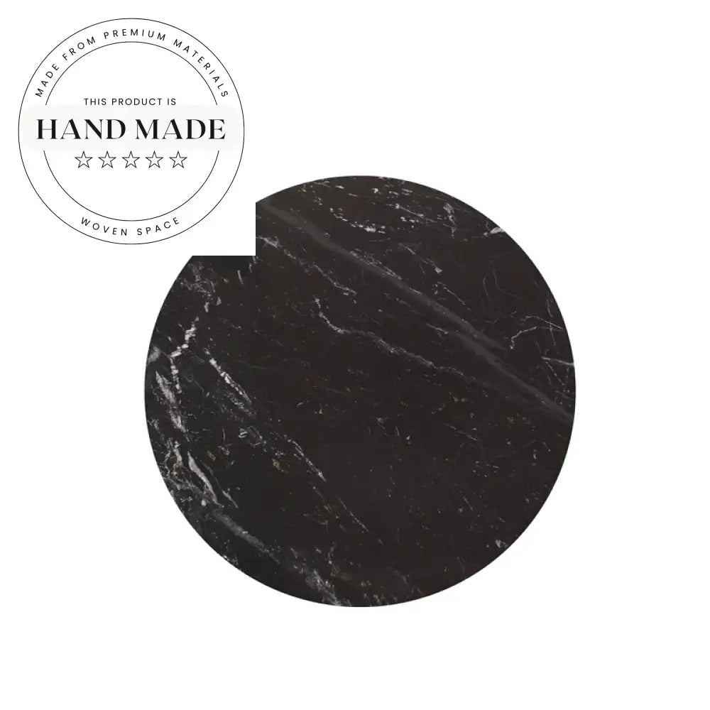 Modern Luxury Round Natural Marble Solid Wood Black Coffee Table