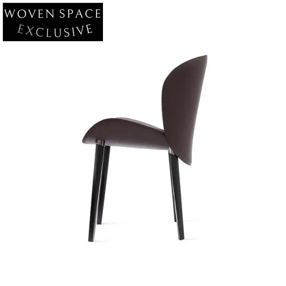 Modern Luxury Saddle Leather Dining Chair with Metal Legs High Back