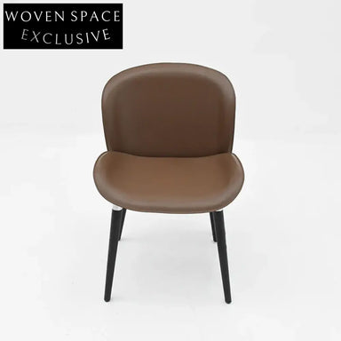 Modern Luxury Saddle Leather Dining Chair with Metal Legs High Back