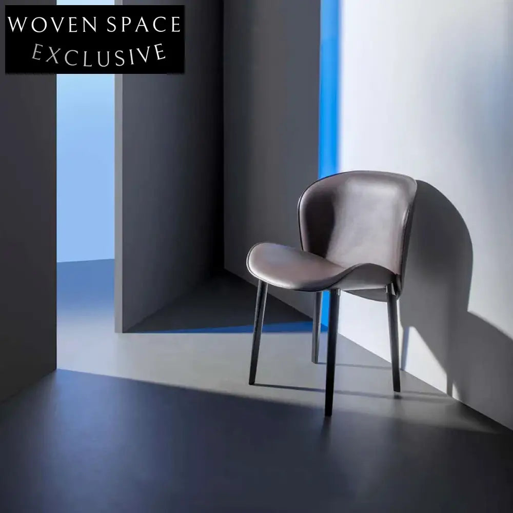 Modern Luxury Saddle Leather Dining Chair with Metal Legs High Back