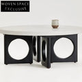 Elegant Modern Luxury Solid Oak Dual-Tier Round Coffee Table for Living Rooms