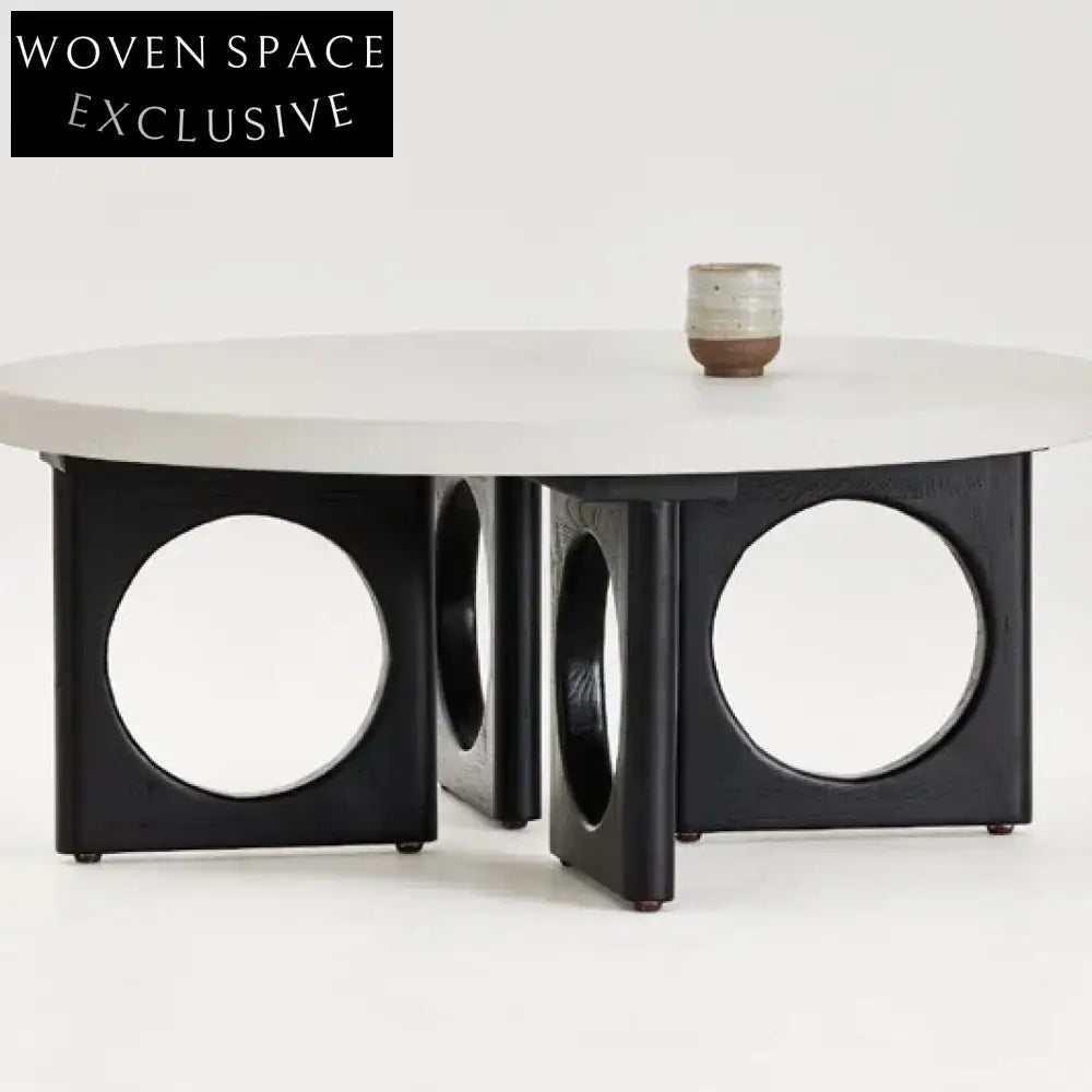 Elegant Modern Luxury Solid Oak Dual-Tier Round Coffee Table for Living Rooms