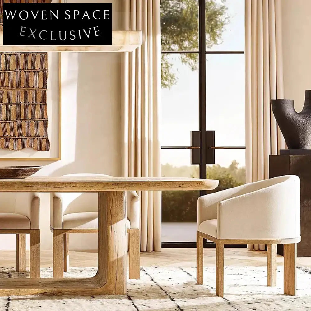 Modern Luxury Solid Oak Wood Upholstered Fabric Dining Chair for Kitchen