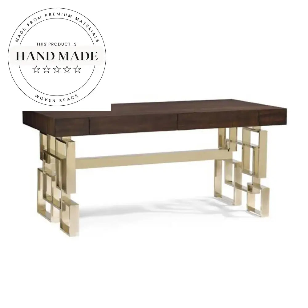 Modern Luxury Solid Wood and Stainless Steel Executive Office Desk