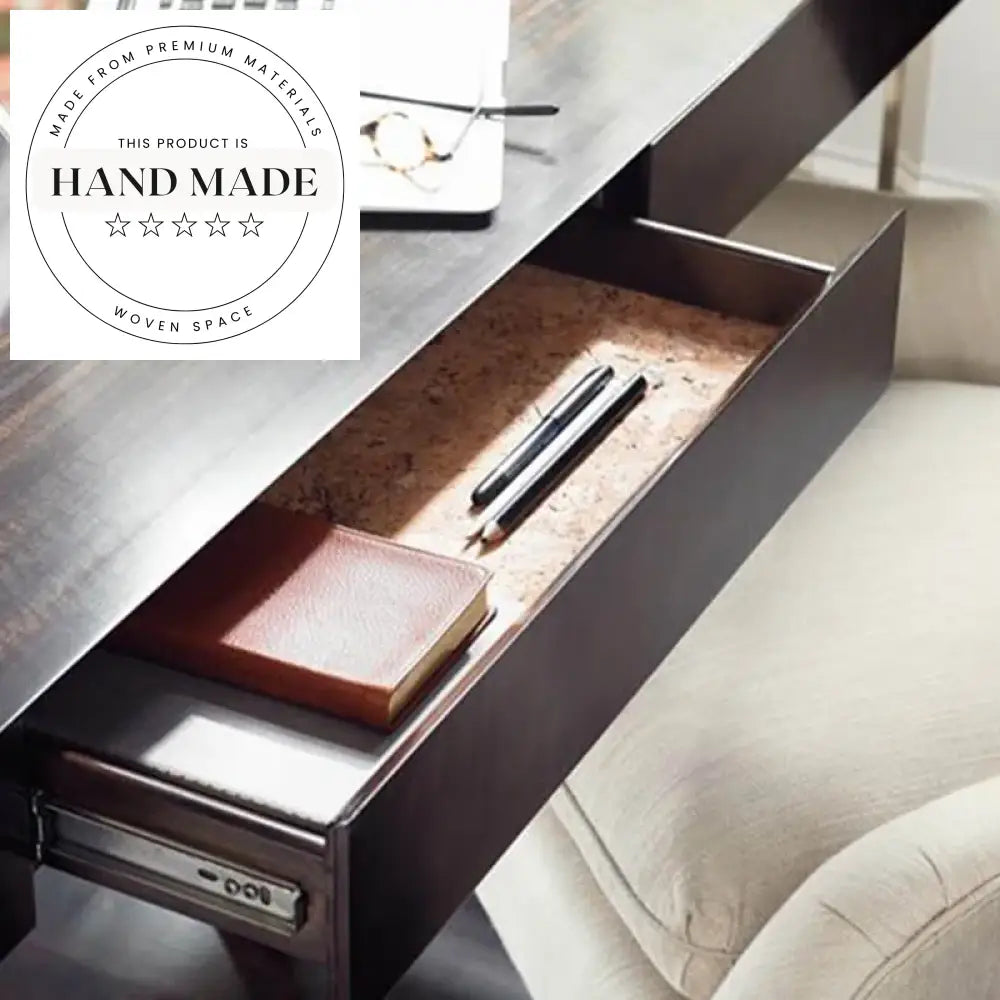 Modern Luxury Solid Wood and Stainless Steel Executive Office Desk