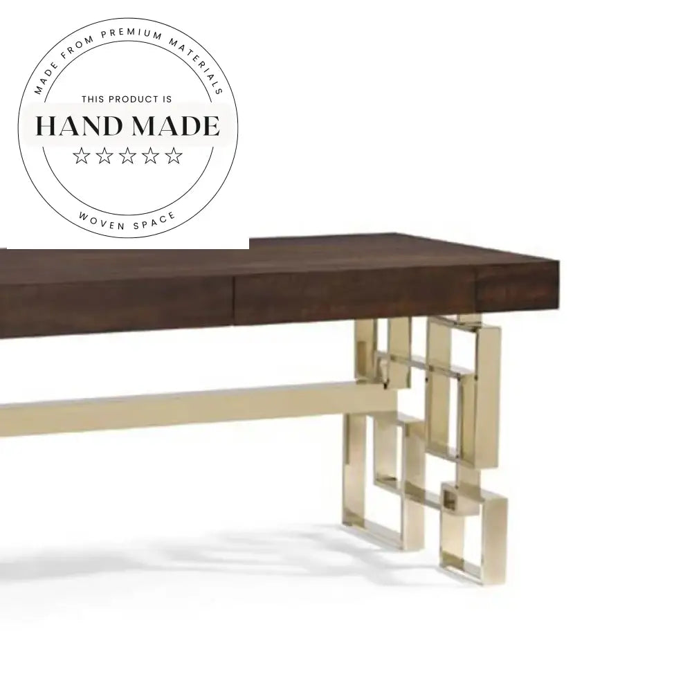 Modern Luxury Solid Wood and Stainless Steel Executive Office Desk