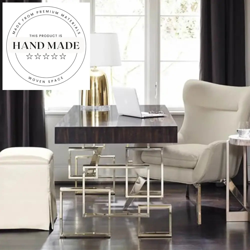 Modern Luxury Solid Wood and Stainless Steel Executive Office Desk